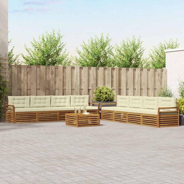 vidaXL Āra dīvānu komplekts ar spilvenu 9 pcs Dabisks un krējuma