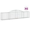vidaXL arkveida gabiona grozi, 6 gb., 300x30x60/80 cm, cinkota dzelzs