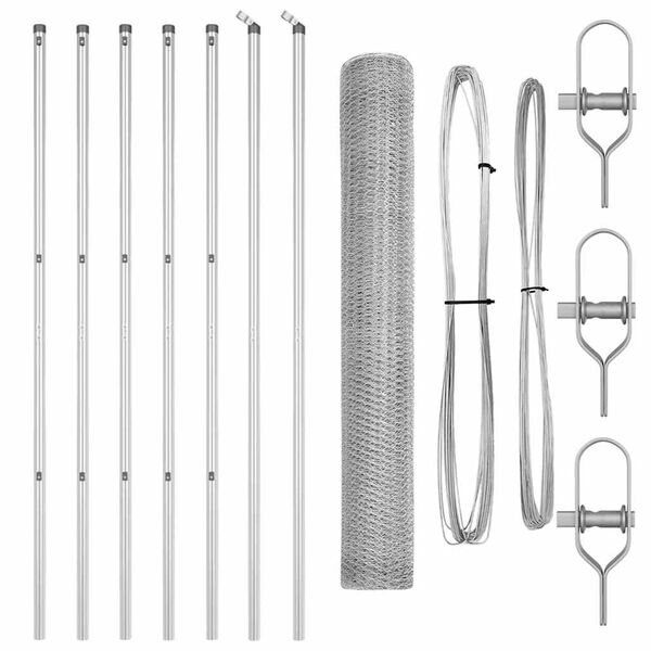 vidaXL Žoga āķis Sudraba 10 x 1 m (25 mm sieta) Tērauds