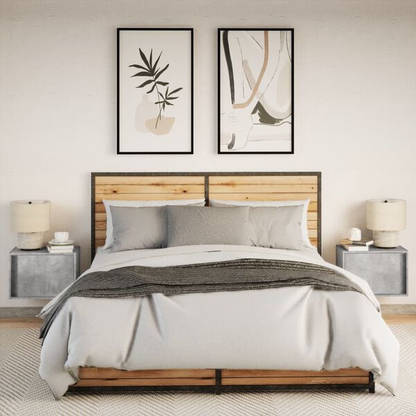 vidaXL sienas naktsskapī&scaron;i ar LED apgaismojumu, 2 gab., betona pelēki