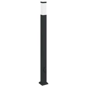 vidaXL stabveida gaismeklis ar kontaktligzdu, 110 cm, melns, IP44