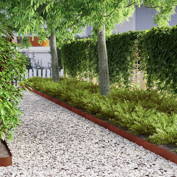 vidaXL Zāliena Apmale Rūsa 450 x 0.05 x 15 cm Novecināts tērauds