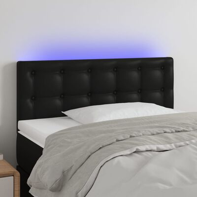 vidaXL gultas galvgalis ar LED, 80x5x78/88 cm, melna mākslīgā āda