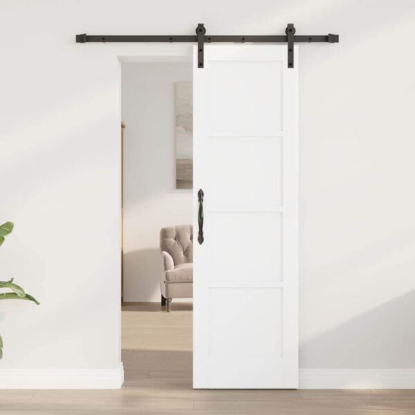 vidaXL Slīdo&scaron;ās durvis Balts 61 x 198,5 cm Ciets priedes koks