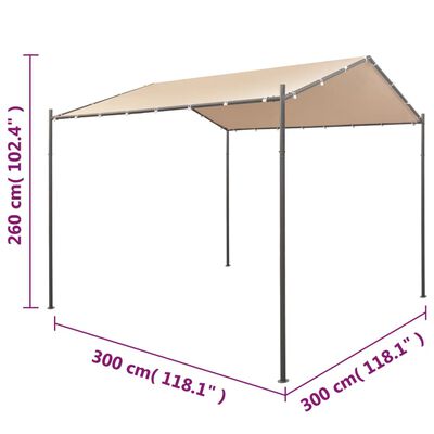 vidaXL dārza nojume, telts, 3x3 m, tērauds, bēša