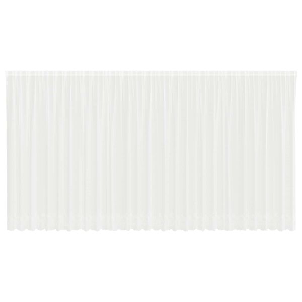 vidaXL Mežģīņu aizkars ar aizkariem Balts 200 x 750 cm Poliesters