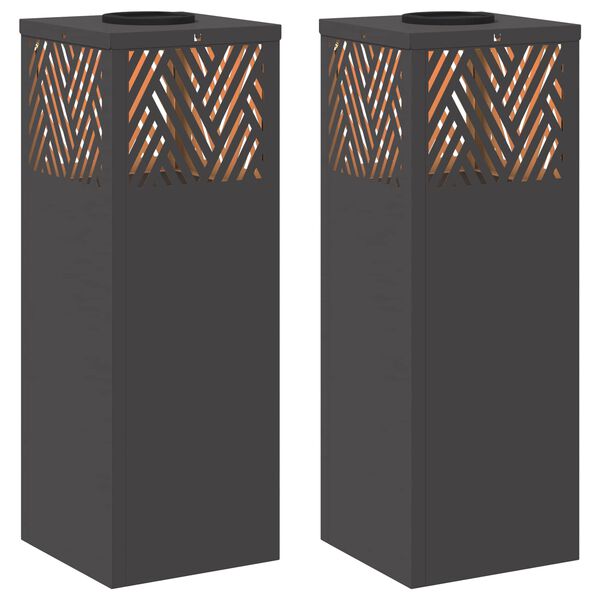 vidaXL Saules LED ceļa gaisma 2 pcs Melna Auksti velmēts tērauds