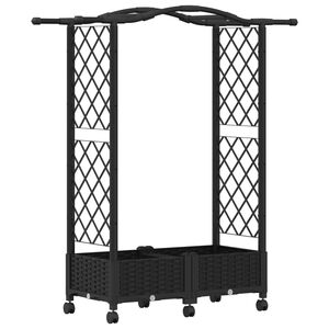 vidaXL Pacelta gulta ar treliem un jumtu Melns 124 x 40 x 129 cm PP