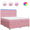 vidaXL atsperu gulta ar matraci, rozā samts, 200x200 cm