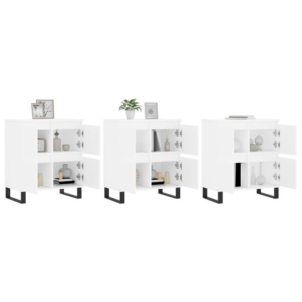 vidaXL kumodes, 3 gab., baltas, inženierijas koks