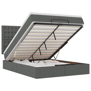 vidaXL Osmaņu gulta ar matraci&LEDs, tum&scaron;i pelēks, 140x190 cm, audums