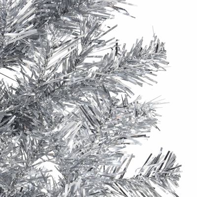 vidaXL mākslīgā Ziemassvētku egle, statīvs, pusapaļa, sudraba, 180 cm