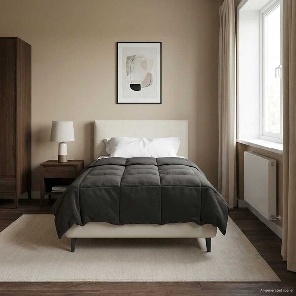 vidaXL Pilnas gada sega Tiltiņ&scaron; Antracīts 135 x 200 cm Mikro&scaron;ķiedra