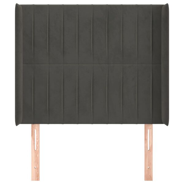 vidaXL galvgalis ar malām, tum&scaron;i pelēks samts, 83x16x118/128 cm