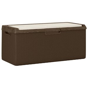 vidaXL dārza uzglabā&scaron;anas kaste ar matraci, brūna, 350 L, PP