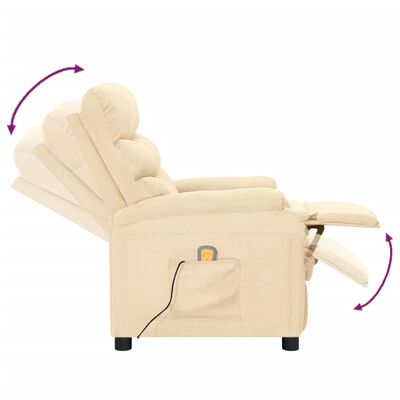 vidaXL masāžas krēsls, krēmkrāsas audums