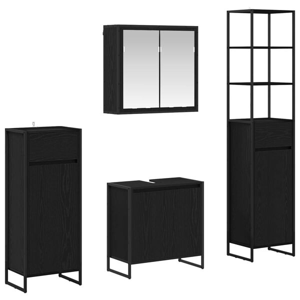 vidaXL Vannas istabas mēbeļu komplekts ar atvilktni Melns ozolkoks