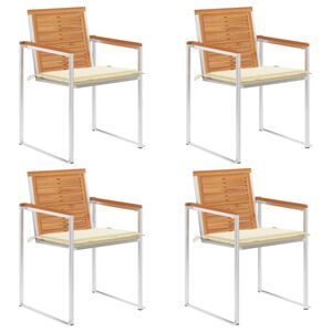 vidaXL dārza krēsli ar matračiem, 4 gab., akācijas masīvkoks