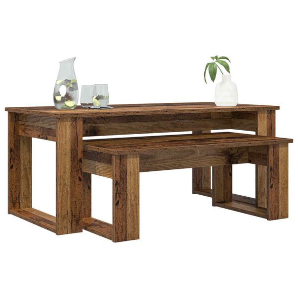 vidaXL Kafijas galda komplekts 2 pcs Vecs koks Inženierijas koks