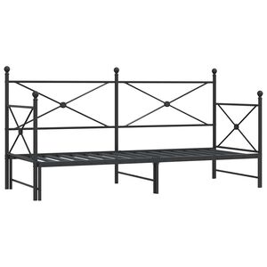 vidaXL ku&scaron;ete ar izliekumu bez matrača, melns 75x190 cm tērauds