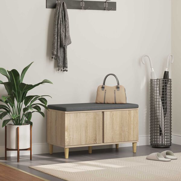 vidaXL Zāles sols ar spilvenu ar durvīm Sonoma ozols 80 x 38 x 46 cm