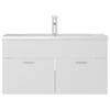 vidaXL skapītis ar iebūvētu izlietni, balts, inženierijas koks