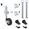 vidaXL piekabes atbalsta ritenis, 2 atbalsta caurules, 3 skavas, 60 mm