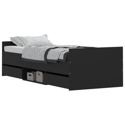 vidaXL gultas rāmis ar galvgali un kājgali, melns, 75x190 cm