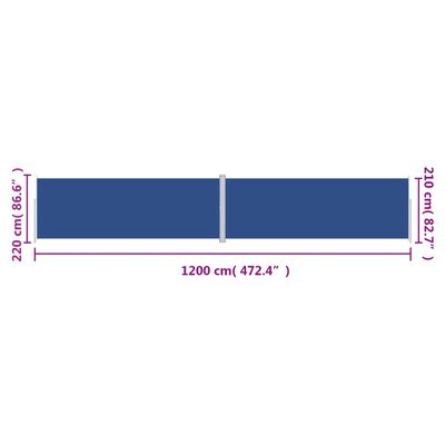 vidaXL izvelkama sānu markīze, zila, 220x1200 cm