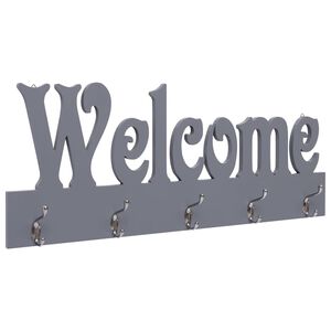 vidaXL sienas drēbju pakaramais WELCOME, pelēks, 74x29,5 cm