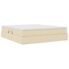 vidaXL Gulta ar uzglabā&scaron;anas vietu un matraci Krēmkrāsa 160 x 200 cm