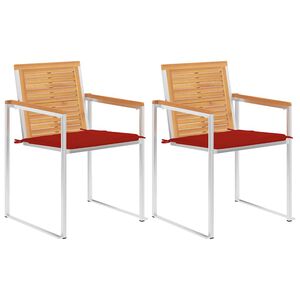 vidaXL dārza krēsli ar matračiem, 2 gab., masīvs tīkkoks, tērauds