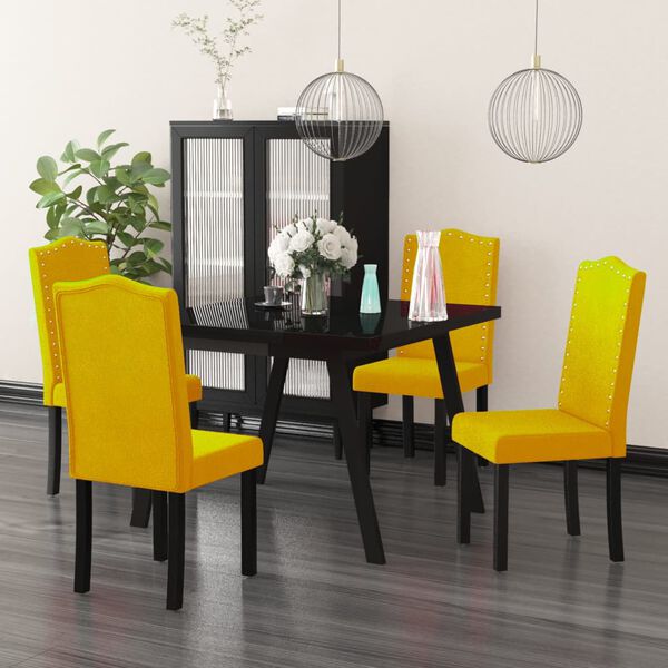 vidaXL virtuves krēsli, 4 gab., dzeltens samts