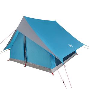 vidaXL Ģimenes telts ar jumtu Zila un pelēka 256 x 256 x 185 cm
