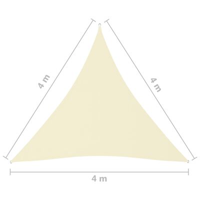 vidaXL saulessargs, 4x4x4 m, trijstūra, krēmkrāsas oksforda audums