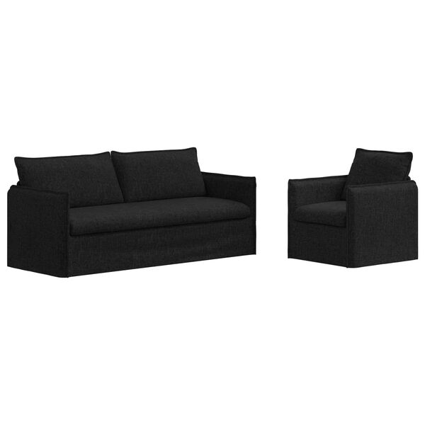 vidaXL Dīvānu komplekts 2 pcs Melna 196 x 82 x 85 cm audums