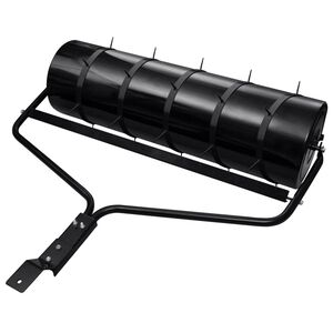 vidaXL zālāja rullis ar aeratoru, melns, 63 l, dzelzs