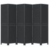 vidaXL 6-paneļu istabas aizslietnis, melns, paulonijas masīvkoks