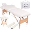 vidaXL masāžas galds un taburete, 2 daļas, saliekams, 10 cm, balts