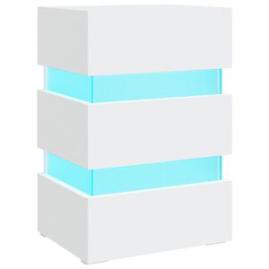 vidaXL naktsskapītis ar LED, balts, 45x35x67 cm, inženierijas koks
