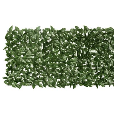 vidaXL balkona aizslietnis ar tumši zaļām lapām, 600x75 cm