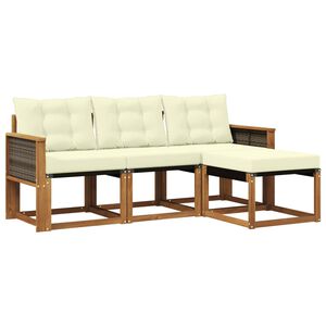 vidaXL Āra dīvānu komplekts ar spilvenu 4 pcs Dabisks un krējuma
