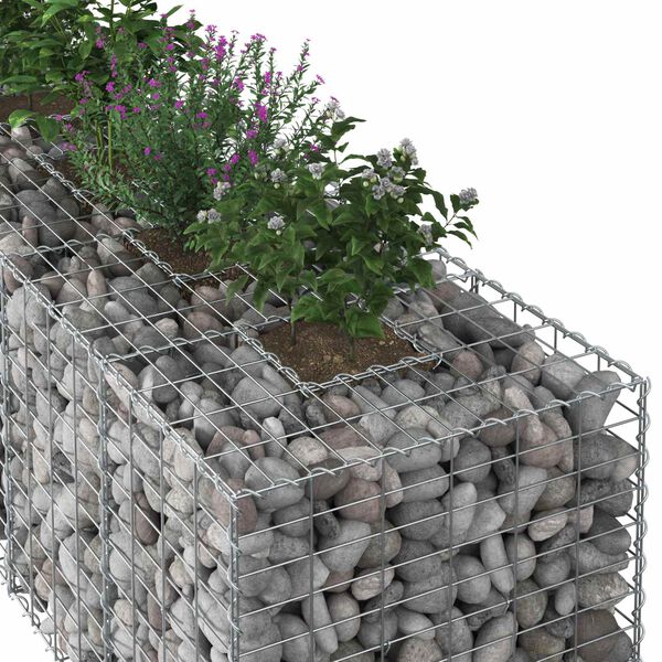 vidaXL Gabions pacelta gulta 2 pcs Sudraba 260 x 60 x 55 cm