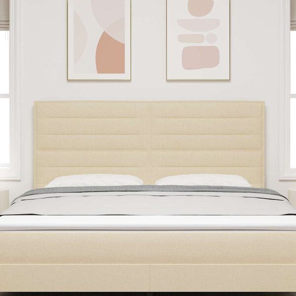 vidaXL LED gultas galva ar galvas klāju Krēmkrāsa 180 cm Poliesters