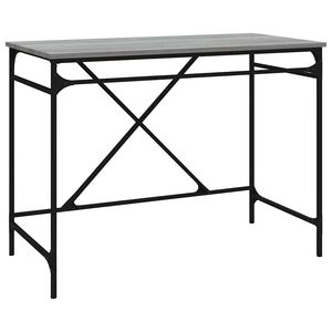 vidaXL rakstāmgalds, 100x50x75 cm, inženierijas koks, dzelzs, pelēks