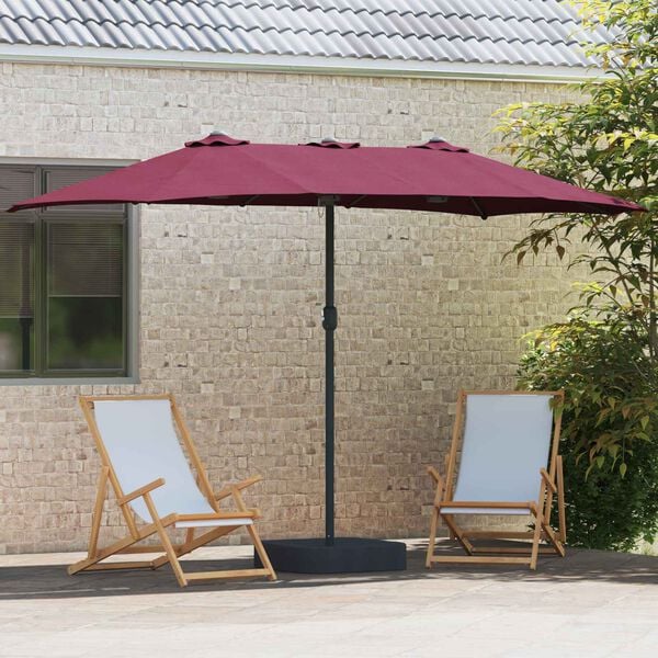 vidaXL Dārza parasols Bordo sarkans 385 x 209 x 244 cm Poliesters