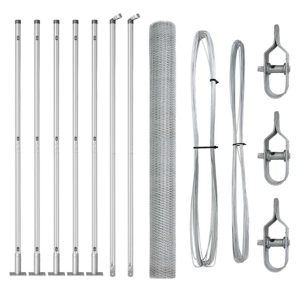 vidaXL Žogs ar stabiem. Sudraba 1.6 x 10 m PVC pārklāts tērauds