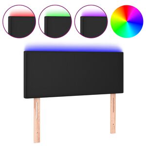 vidaXL gultas galvgalis ar LED, 80x5x78/88 cm, melna mākslīgā āda