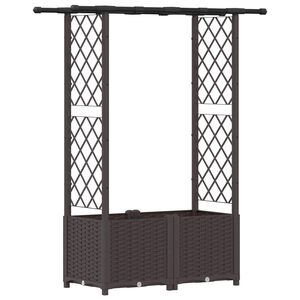 vidaXL Pacelta gulta ar treliem un jumtu Brūna 124,5 x 40 x 136 cm PP