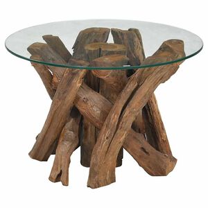 vidaXL kafijas galdiņ&scaron;, masīva tīkkoka stumbrs, 60 cm